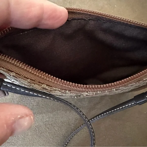 Coach Signature Brown Zipper Wristlet - Picture 7 of 8
